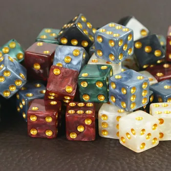 12 мм D6 игральные кости 10 шт. Мини игральные кости для карточных игр, азартных игр, настольных игр white golden