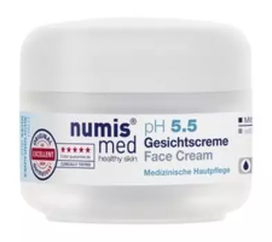 Успокаивающий крем для чувствительной кожи лица с пантенолом Numis Med pH 5.5 Face Cream