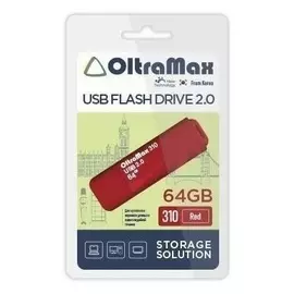 Накопитель USB 2.0 64GB OltraMax OM-64GB-310-Red 310, красный