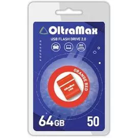 Накопитель USB 2.0 64GB OltraMax OM-64GB-50-Orange Red 50, оранжевый/красный