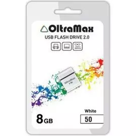 Накопитель USB 2.0 8GB OltraMax OM008GB-mini-50-W 50, белый