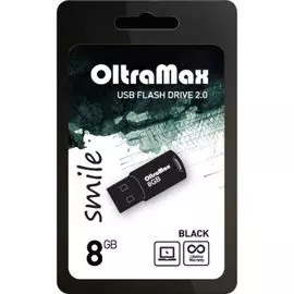 Накопитель USB 2.0 8GB OltraMax OM 008GB Smile B Smile B, чёрный