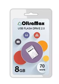 Накопитель USB 2.0 8GB OltraMax OM-8GB-70-White 70, белый