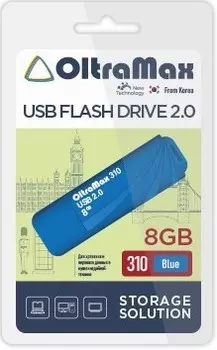 Накопитель USB 2.0 8GB OltraMax OM-8GB-310-Blue 310 синий