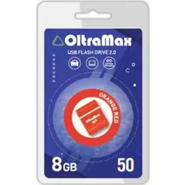 Накопитель USB 2.0 8GB OltraMax OM-8GB-50-Orange Red 50, оранжевый/красный