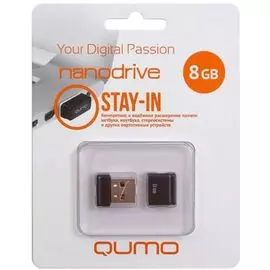 Накопитель USB 2.0 8GB Qumo QM8GUD-NANO-B Nano, чёрный