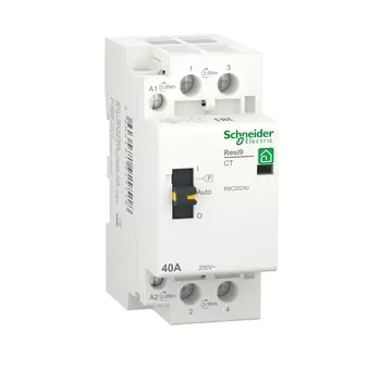 Контактор модульный 1P+N 40A 230В/230В, AC, 2НО, IP20, SCHNEIDER ELECTRIC Resi9 (R9C20240)