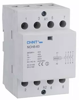 Контактор модульный 63А 400 В/230 В, AC, 4НО, IP20, CHINT NCH8-63/40 (256101)