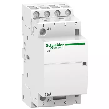 Контактор модульный четырехполюсный (4P) 16A 230В/230В, AC, 4НО, IP20, SCHNEIDER ELECTRIC Acti9 (A9C22814)
