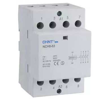 Контактор модульный трехполюсный (3P) 20А 230 В, AC, 2НО + 2НЗ, IP20, CHINT NCH8-20/22 (256087)
