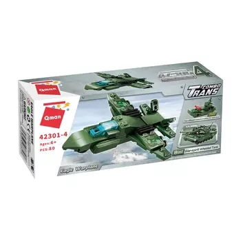 Конструктор Qman "Комбо 2 в 1: Военный самолёт", деталей: 80 (C42301-4)