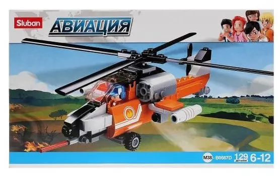 Конструктор SLUBAN "Авиация: Пожарный вертолёт", деталей: 129 (M38-B0667D)