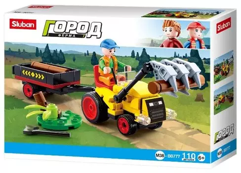 Конструктор SLUBAN "Ферма: Погрузка брёвен", деталей: 110 (M38-B0777)