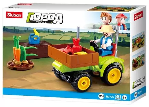 Конструктор SLUBAN "Ферма: Трактор с урожаем", деталей: 80 (M38-B0776)