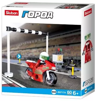 Конструктор SLUBAN "Город: Гоночный мотоцикл", деталей: 60 (M38-B0717A)