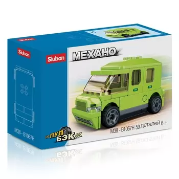 Конструктор SLUBAN "Пуллбэк: Зелёный автобус", деталей: 59 (M38-B1067H)