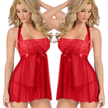 Женское сексуальное нижнее белье больших размеров с подвязками Babydoll, сорочка, нижнее белье вслепую XXL красный