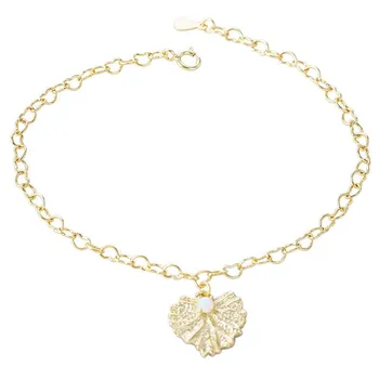 S925 Серебряный браслет Ins Niche Design Love Leaf Tag Опаловый браслет в форме сердца для женщин Adjustable size
