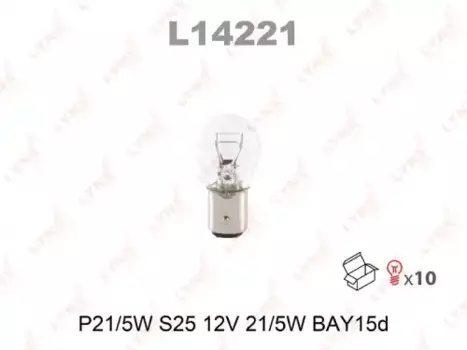 Автолампа накаливания LYNXAUTO L14221 BAY15d