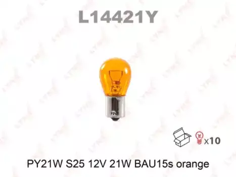 Автолампа накаливания LYNXAUTO L14421Y BAU15s