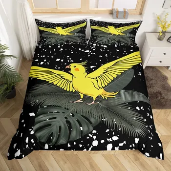Комплект постельного белья Boho Mandala Hummingbird Комплект постельного белья из микрофибры Farmhouse Cute Birds Одеяло-пододеяльник Queen для детей, мальчиков и девочек EU single(135x200cm)