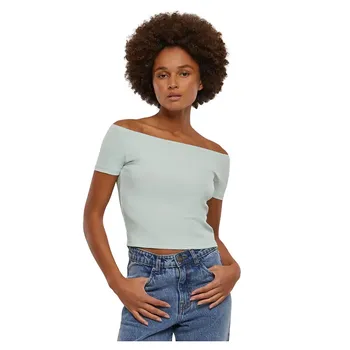Футболка с коротким рукавом Urban Classics Organic Off Shoulder Rib, зеленый