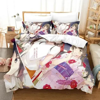 Комплект постельного белья Adachi and Shimamura, комплект из трех предметов с рисунком из мультфильма «Аниме», для взрослых и детей, для спальни, пододеяльник, комплекты постельного белья класса люкс 70x133cm 2pcs