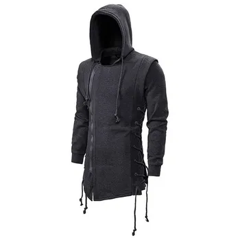 Мужской черный свитер в готическом стиле, свитер Assassin s Creed, темно-черная куртка с капюшоном XXL чёрный