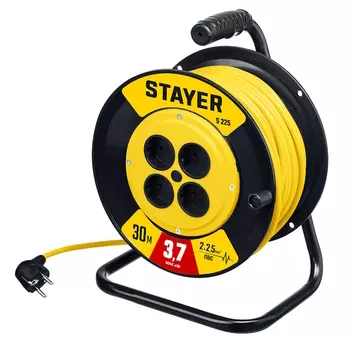 Удлинитель силовой на катушке Stayer S-225 55070-30, ПВС, 2 х 2.5 мм2, 30 м, 3750 Вт