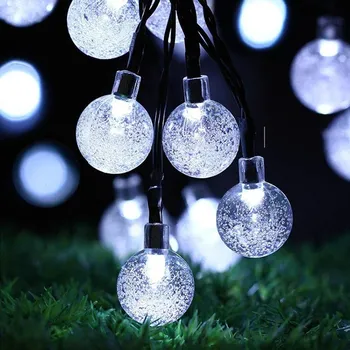 ABXMAS 5/10M 30/50 светодиодов хрустальный шар солнечная лампа мощность светодиодная гирлянда гирлянды солнечные гирлянды садовый рождественский декор для улицы 5M 30 Led&None