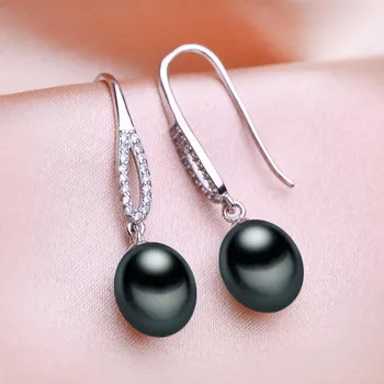 Серьги SENIKO 8-9 мм с натуральным пресноводным жемчугом, модные серьги-клипсы с кубическим цирконием для женщин и девочек, подарок, длинные серьги A