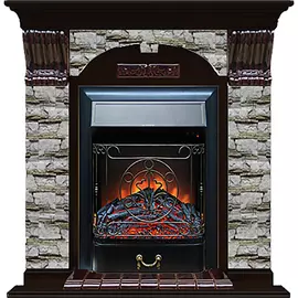 Каминокомплект арочный Glenrich портал Алтай с Венге и очагом Majestic BL 106,5х36,5х98 см
