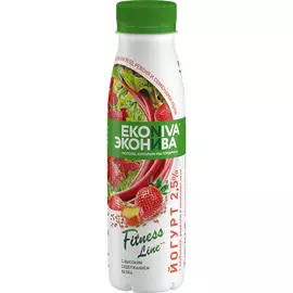 Йогурт Эконива Fitness Line с клубникой, ревенем и семенами льна 2,5% 300 г