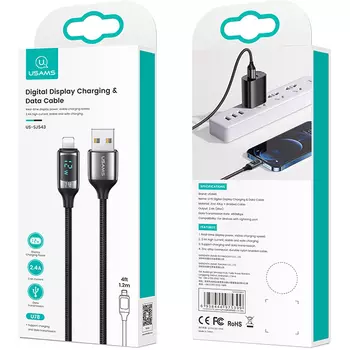 Кабель USAMS U78 USB-Lightning 1.2 м SJ543USB01 чёрный