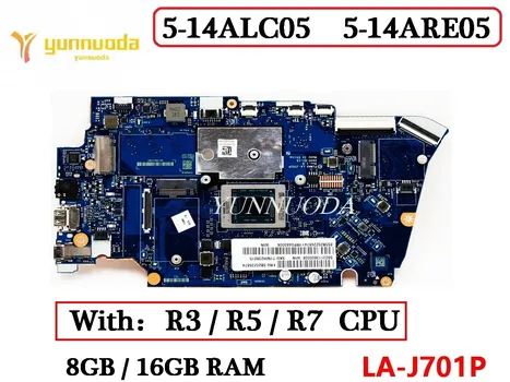 LA-J701P для Lenovo IdeaPad 5-14ALC05, 5-14ARE05, материнская плата для ноутбука с процессором R3, R5 R7, 8 ГБ 16 ГБ ОЗУ, 100% DDR4 Tesed