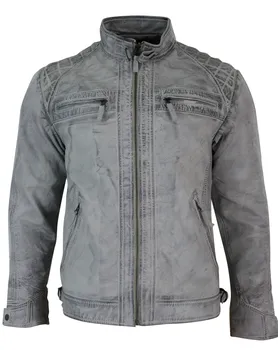 Короткая байкерская куртка из мягкой кожи на молнии TruClothing, белый
