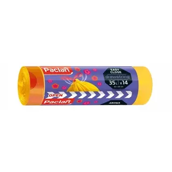 Мешки для мусора с тесьмой 35 л Paclan Aroma 14 шт жёлтый