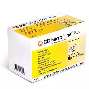 Иглы для шприц-ручки одноразовые BD Micro-Fine Plus/Микро-Файн Плюс 0,3х8мм 100шт (320519)