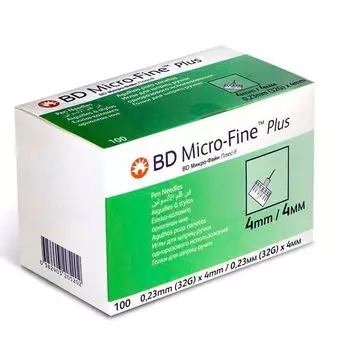Иглы BD Micro-Fine Плюс для шприц-ручки 32G (0,23х4мм) одноразового использования 100шт (320520)
