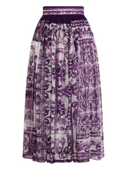 Dolce & Gabbana шелковая юбка миди, фиолетовый
