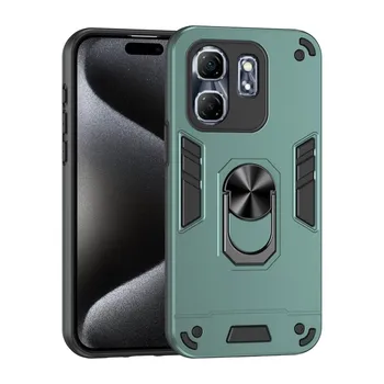 KEYSION Противоударный чехол для Infinix Hot 50i Silicone + PC Camera Защитное кольцо Подставка для телефона Задняя крышка для Infinix Smart 9 9 HD for Smart 9 синий