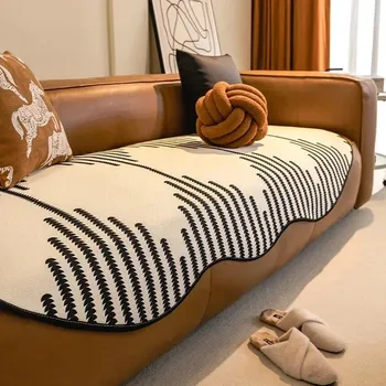 1PC Chenille Fabric Sofa Slipcover Non-Slip Pets Kids Cats Sofa Cushion Mat Anti-dirty Couch Seat Cushion Towel for Living Room 90x90 A
