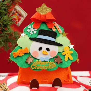 DIY Felt Christmas Tree Gift Box Organizer, Handmade Decorative Storage for Year Santa Claus