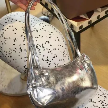 Fashion Shoulder Bag Small Square Bag Lady Pea Pocket Bow Axillary Bag Trend Leisure Versatile Korean Style Outdoor Handheld Bag