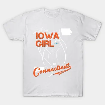 T Shirt Women Iowa Connecticut Harajuku Print Kawaii Tshirt Summer Short Sleeve Female T-Shirt Top Tee S розовый