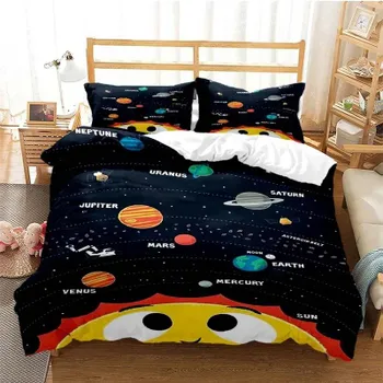 Galaxy Outer Space Planet Fashion Digital Комплект постельного белья Пододеяльник Одеяло Кровать Односпальная Двуспальная Полная Королева Молодежь Дети Девочки Мальчики Подарок 70x133cm 2pcs