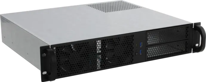 Корпус Procase RM238-B-0, mini-ITX, 2U RM, без БП, черный/серебристый (RM238-B-0)
