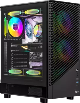 Корпус Formula V Mana Geometry, ATX, Midi-Tower, USB 3.0, USB Type-C, RGB подсветка, черный, без БП (MANA GEOMETRY Black)