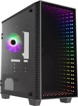 Корпус GameMax H608 Mini Abyss, ATX, Midi-Tower, 2xUSB 3.0, RGB подсветка, черный, без БП