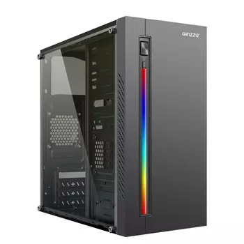 Корпус Ginzzu D370 RGB, mATX, Mini-Tower, черный, без БП (4894183308109)